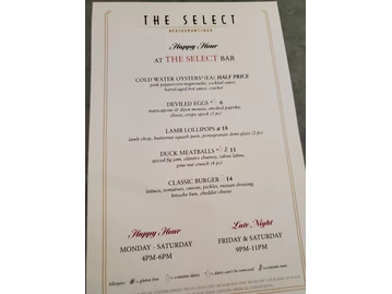 The Select Restaurant + Bar menu photo