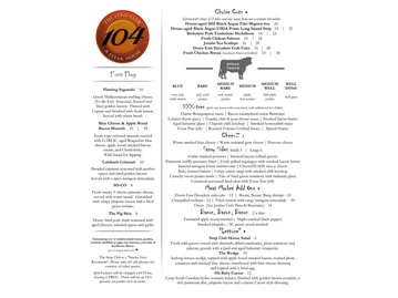 The Strip Club 104 Steakhouse menu photo