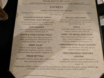 The Yellow Porch Restaurant menu photo