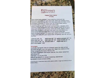 Three's Bar & Grill menu photo