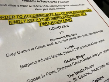 Tony's at the J House menu photo