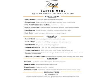Tony's at the J House menu photo