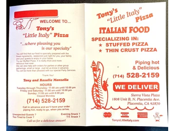 Tony's Little Italy menu photo