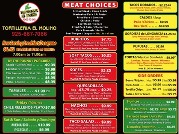 Tortilleria El Molino menu photo
