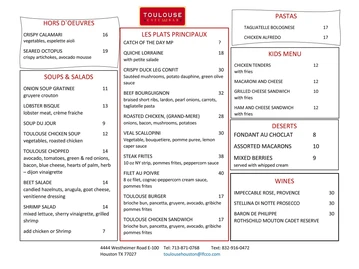 Toulouse menu photo