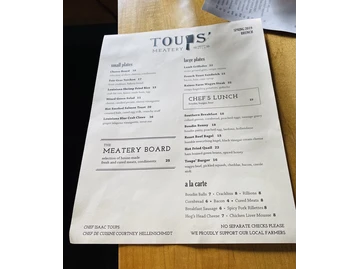 Toups Meatery menu photo