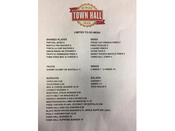 Town Hall Burger and Beer menu photo