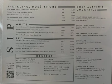 TRIS menu photo