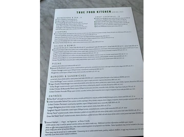True Food Kitchen menu photo