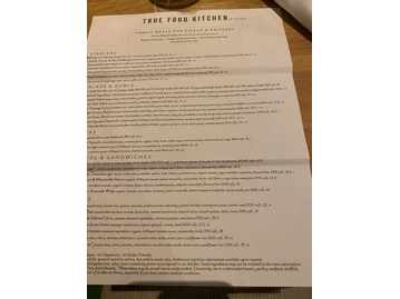 True Food Kitchen menu photo