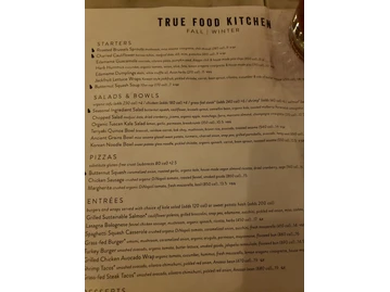 True Food Kitchen menu photo