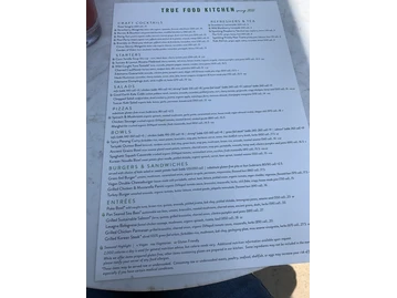 True Food Kitchen menu photo