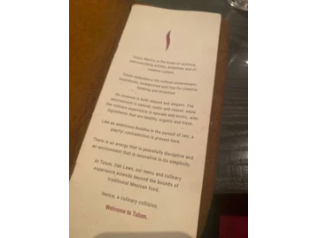 Tulum menu photo