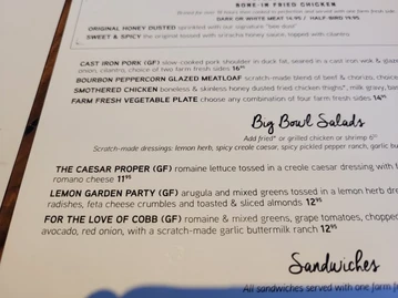 Tupelo Honey menu photo