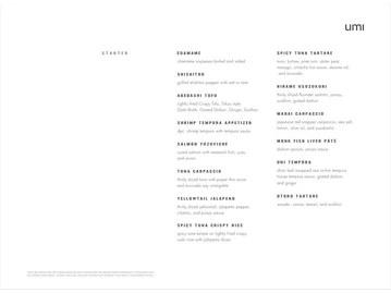 Umi menu photo