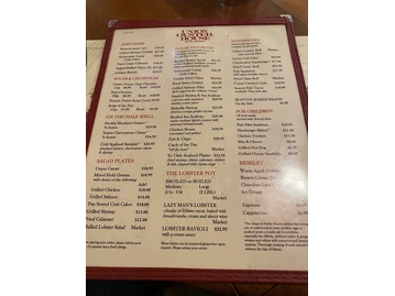 Union Oyster House menu photo