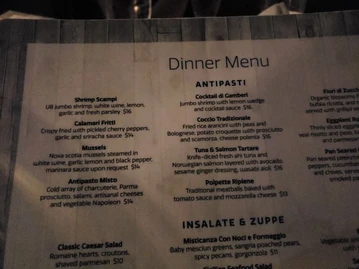 Venezia Restaurant Boston menu photo