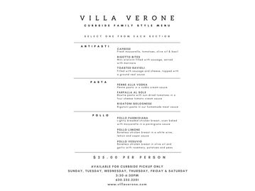 Villa Verone Ristorante Italiano menu photo
