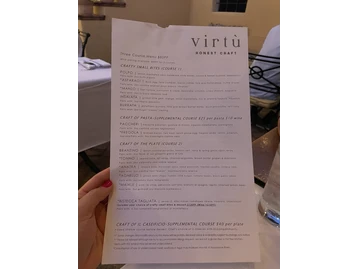 Virtu Honest Craft menu photo