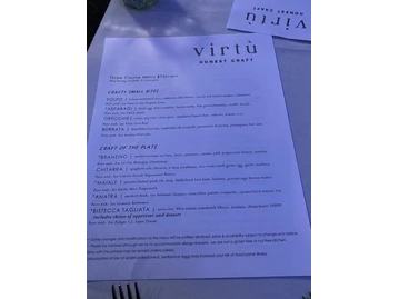Virtu Honest Craft menu photo