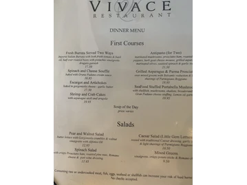 Vivace Restaurant menu photo