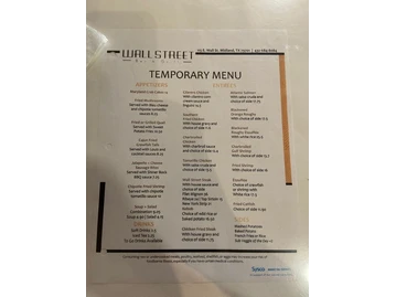 Wall Street Bar & Grill menu photo