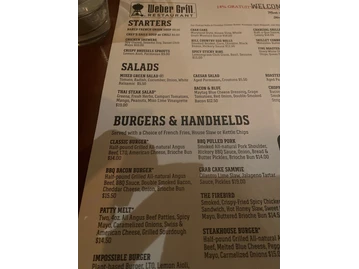 Weber Grill Restaurant & Academy menu photo