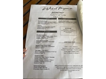 Wild Thyme Oceanside Eatery menu photo