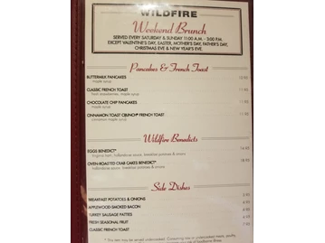 Wildfire menu photo