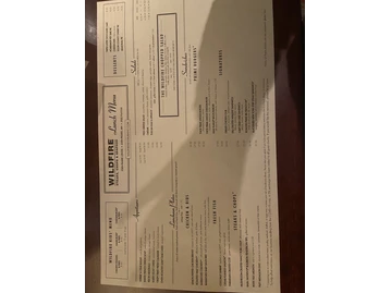 Wildfire menu photo