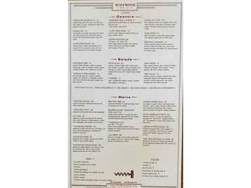 Winewood Grill menu photo