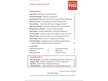 Wolfgang Puck menu photo
