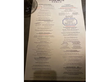 Yosemite Ranch menu photo