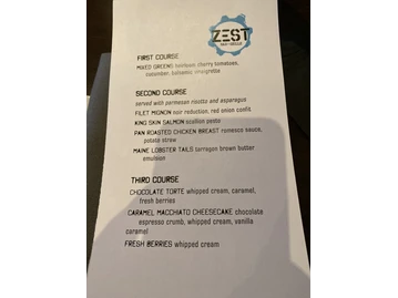 Zest bar+grille menu photo