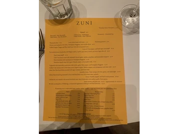 Zuni Café menu photo